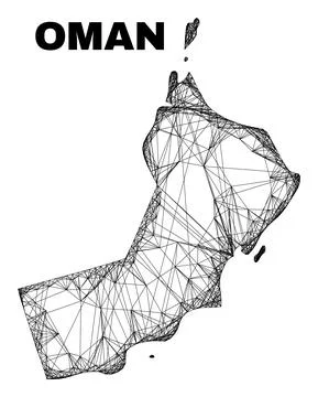 Hatched Irregular Mesh Oman Map Stock Illustration