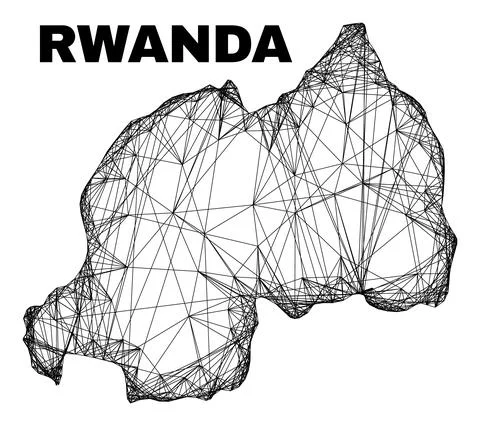 Hatched Irregular Mesh Rwanda Map Stock Illustration