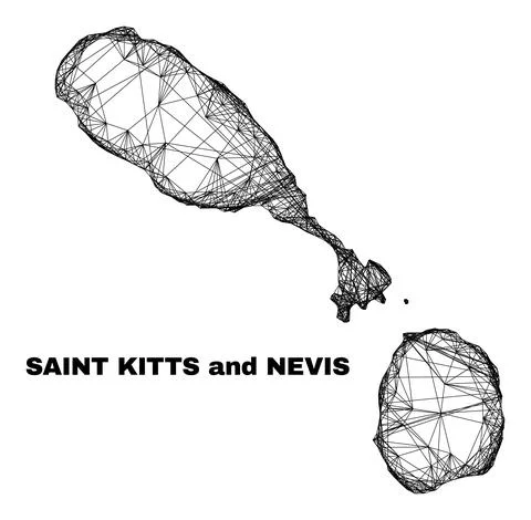 Hatched Irregular Mesh Saint Kitts and Nevis Map Stock Illustration