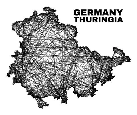 Hatched Irregular Mesh Thuringia Land Map Illustrazione stock