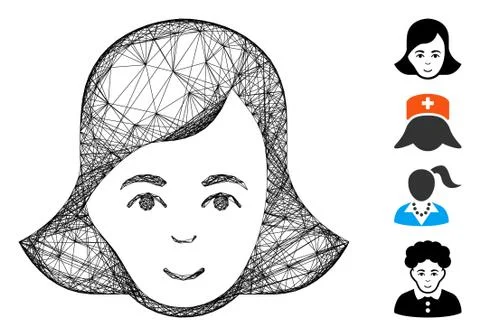 Hatched Lady Face Vector Mesh イラスト素材
