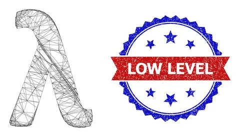 Hatched Lambda Greek Lowercase Letter Mesh and Textured Bicolor Low Level Seal Stock Illustration