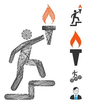 Hatched Leader Climb with Torch Vector Mesh Stock Illustration