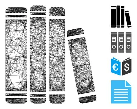 Hatched Library Books Vector Mesh Illustrazione stock