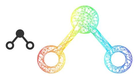 Hatched Links Web Mesh Icon with Rainbow Gradient Stock Illustration