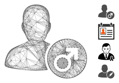 Hatched Male Vector Mesh Illustrazione stock