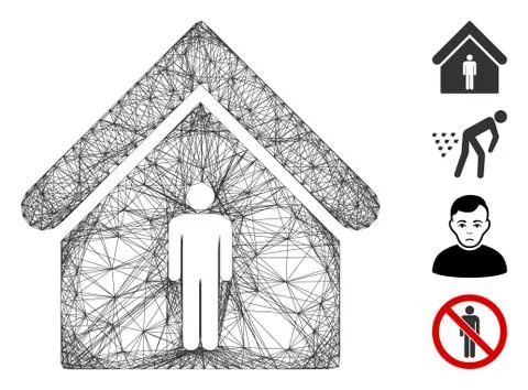 Hatched Man Toilet Building Vector Mesh Ilustración de archivo