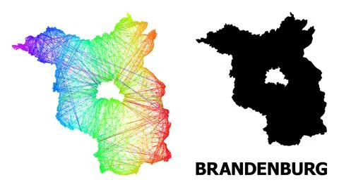 Hatched Map of Brandenburg State with Rainbow Colored Gradient Stock Illustration