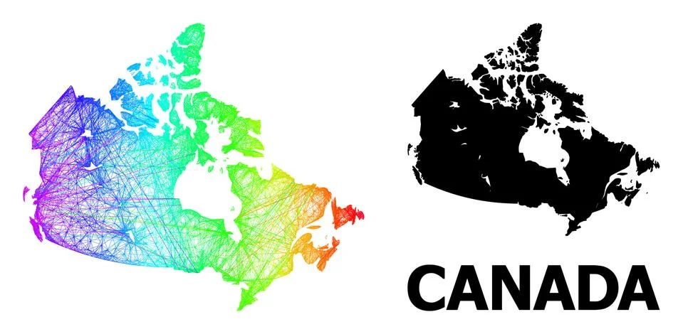 Hatched Map of Canada with Spectral Gradient Stock Illustration