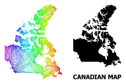 Hatched Map of Canada with Spectrum Gradient Stock Illustration