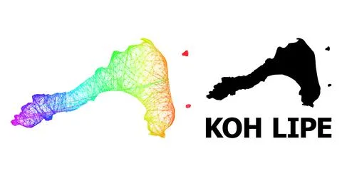 Hatched Map of Koh Lipe with Spectral Gradient Stock Illustration
