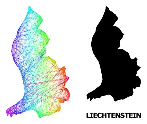 Hatched Map of Liechtenstein with Spectrum Gradient Stock Illustration