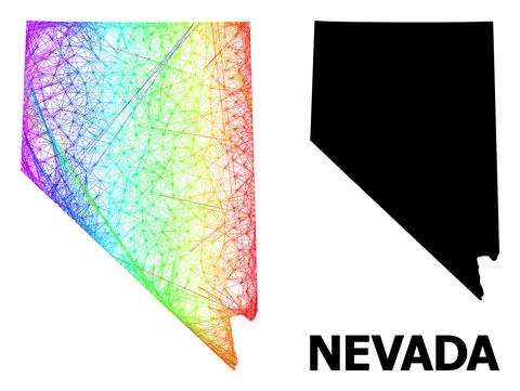Hatched Map of Nevada State with Rainbow Colored Gradient Stock Illustration