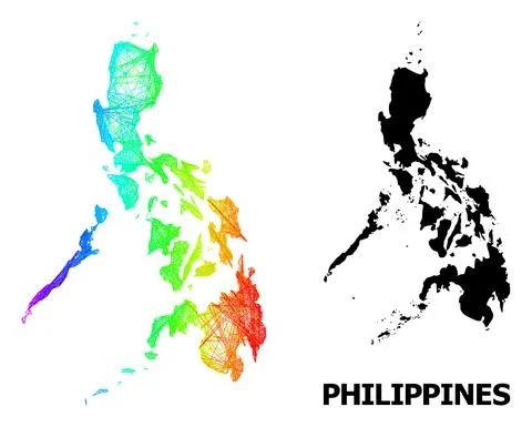 Hatched Map of Philippines with Spectrum Gradient Stock Illustration
