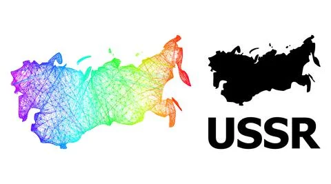 Hatched Map of USSR with Spectrum Gradient Stock Illustration