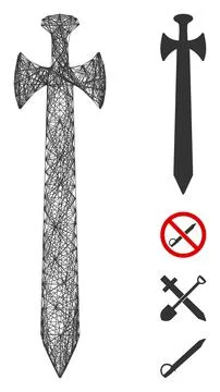 Hatched Medieval Sword Vector Mesh Ilustración de archivo