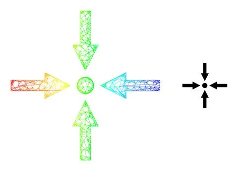 Hatched Meeting Point Web Mesh Icon with Rainbow Gradient 스톡 일러스트