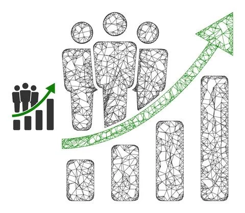 Hatched Mesh Clients Growth Chart Icon 스톡 일러스트