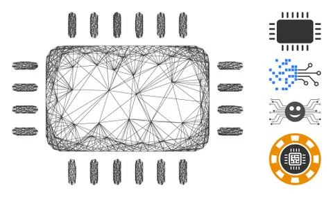 Hatched Microchip Vector Mesh Stockillustratie