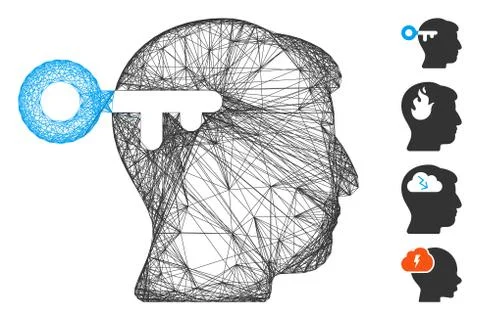 Hatched Mind Key Vector Mesh Stock Illustration