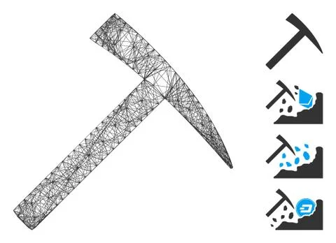 Hatched Mining Hammer Vector Mesh Stock Illustration