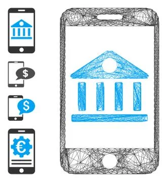 Hatched Mobile Bank Vector Mesh 스톡 일러스트