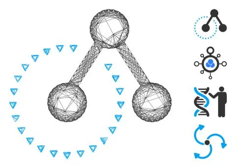 Hatched Molecule Structure Analysis Vector Mesh Illustrazione stock
