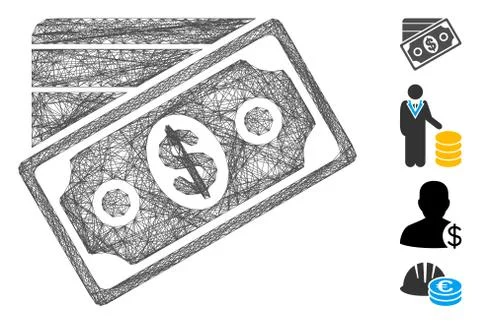 Hatched Money Vector Mesh 스톡 일러스트