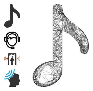 Hatched Music Note Vector Mesh Stock Illustration