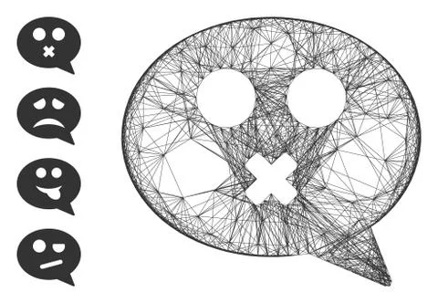 Hatched Mute Smiley Message Vector Mesh Stock Illustration