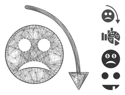 Hatched Negative Smiley Trend Vector Mesh Stockillustratie