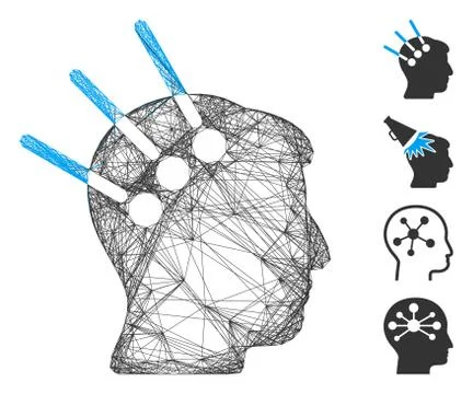 Hatched Neural Interface Vector Mesh Illustrazione stock