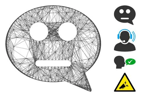Hatched Neutral Smiley Message Vector Mesh Stock Illustration