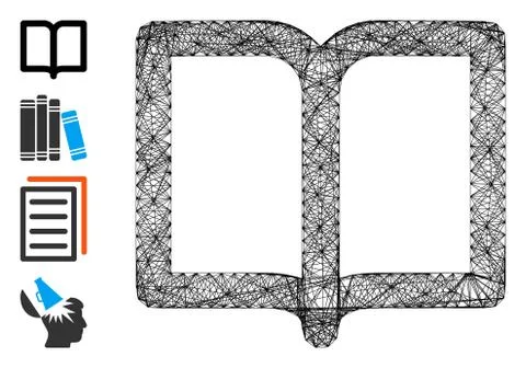 Hatched Open Book Vector Mesh 스톡 일러스트