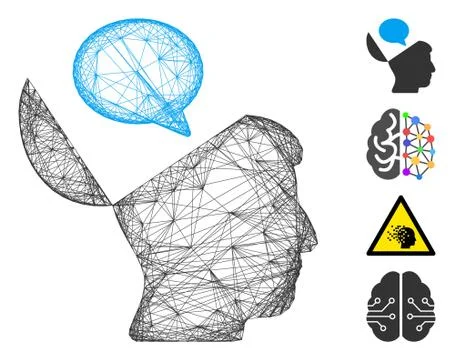 Hatched Open Mind Opinion Vector Mesh Stock Illustration