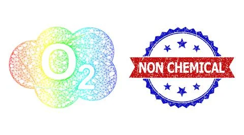 Hatched Oxigen Cloud Mesh Icon with Rainbow Gradient and Distress Bicolor Non Illustrazione stock
