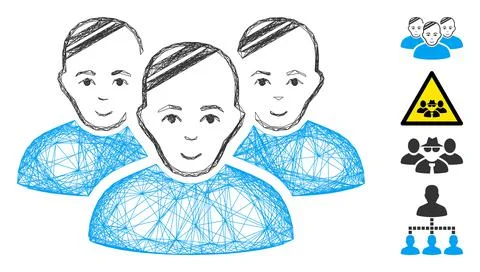 Hatched Patient Group Vector Mesh 스톡 일러스트