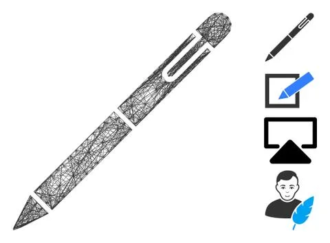 Hatched Pen Vector Mesh Stockillustratie