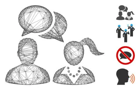 Hatched People Dating Chat Vector Mesh Stock Illustration