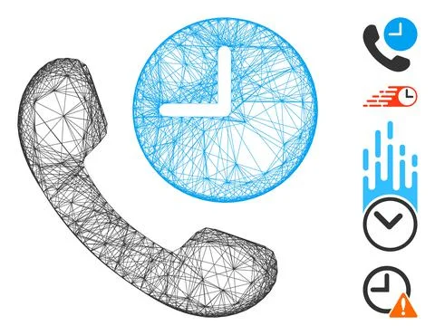 Hatched Phone Time Vector Mesh Stock Illustration
