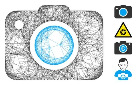 Hatched Photo Camera Vector Mesh 库存插图