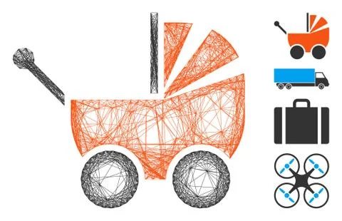 Hatched Pram Vector Mesh Stock Illustration
