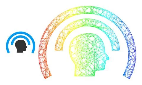Hatched Psi Waves Mesh Icon with Spectrum Gradient Illustrazione stock