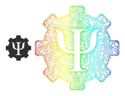 Hatched Psychology Techniques Web Mesh Icon with Spectrum Gradient Stock Illustration