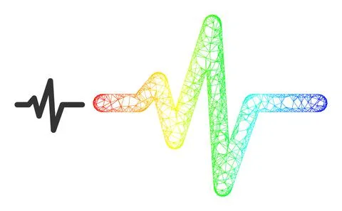 Hatched Pulse Web Mesh Icon with Spectral Gradient Illustrazione stock