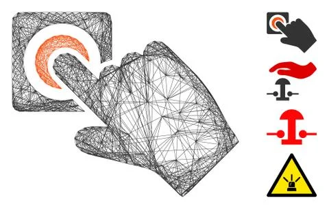 Hatched Push Alarm Button Vector Mesh Illustrazione stock