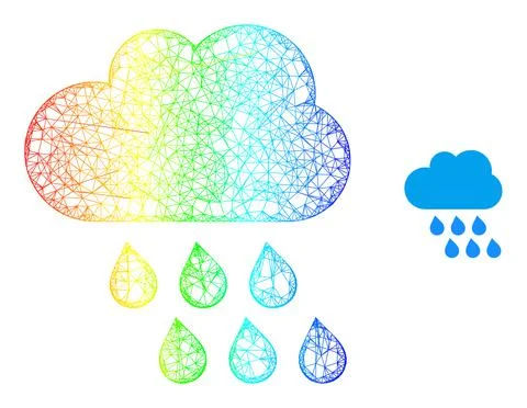 Hatched Rain Cloud Web Mesh Icon with Spectrum Gradient Stock Illustration