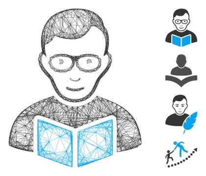 Hatched Reader Student Vector Mesh Stock Illustration