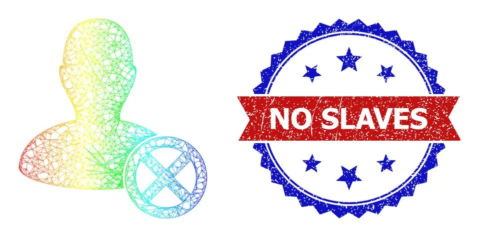 Hatched Reject User Web Mesh Icon with Spectral Gradient and Scratched Bicolor Stock Illustration