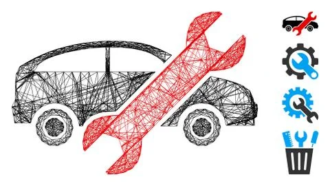 Hatched Repair Car Vector Mesh 库存插图